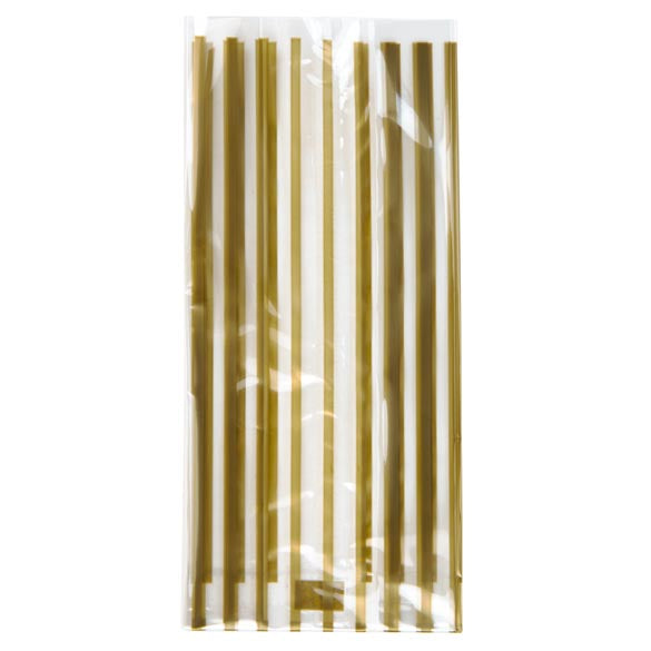 Bedruckte Beutel Streifen Gold 8,9x5,1x19,1cm mit Seitenfalten (100 Stück) [G3VSG]