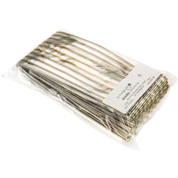 Bedruckte Beutel Streifen Gold 8,9x5,1x19,1cm mit Seitenfalten (100 Stück) [G3VSG]
