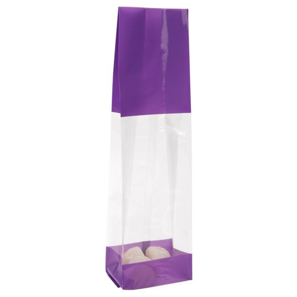 Bedruckte Beutel Lila - 6.7x4.8x27.3cm mit Seitenfalten (100 Stück) [G2PL]