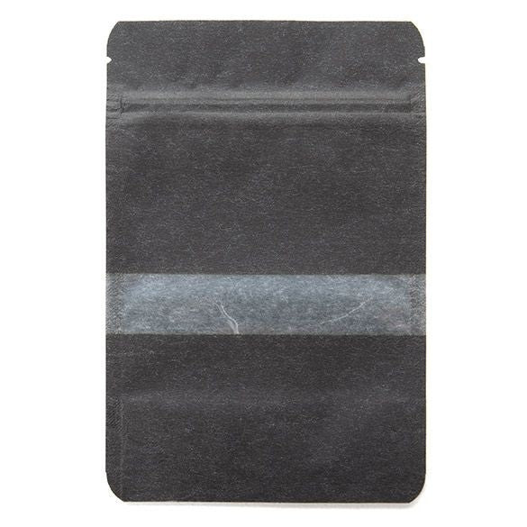 Standbodenbeutel Reispapier Schwarz 10.2x6x15.2cm | 57 Gramm mit Fenster (100 Stück) [ZBGR2B]