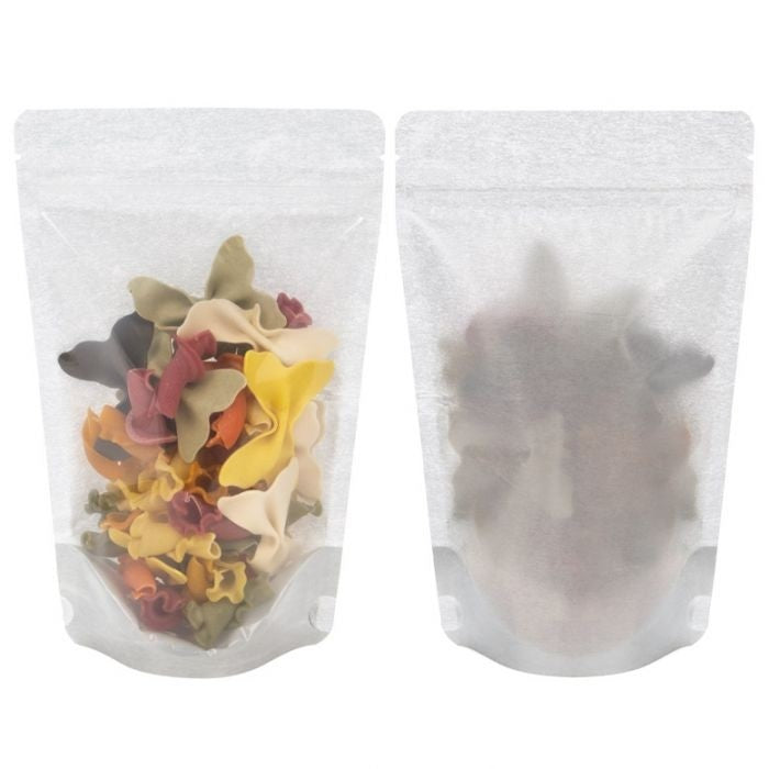 Standbodenbeutel Reispapier Transparent/Silber 13x7.9x20.6cm | 110 Gramm (100 Stück) [ZBGR3SC]