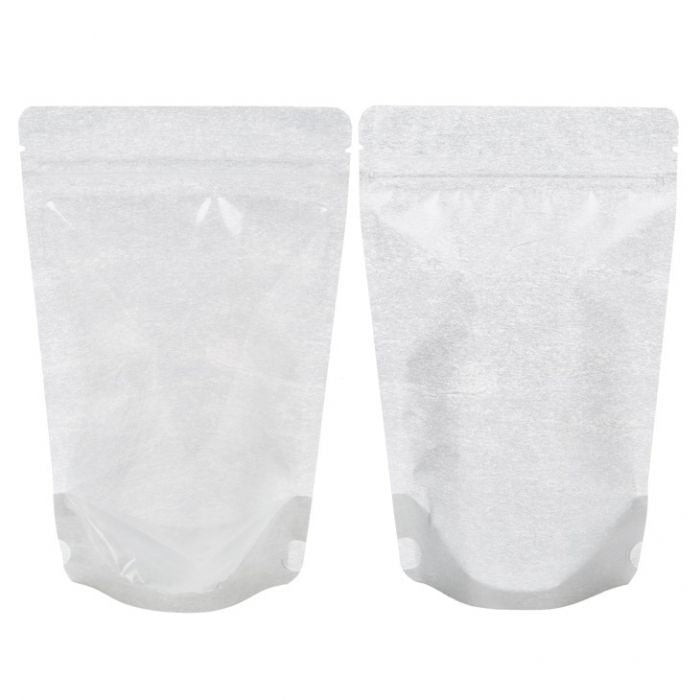 Standbodenbeutel Reispapier Transparent/Silber 13x7.9x20.6cm | 110 Gramm (100 Stück) [ZBGR3SC]