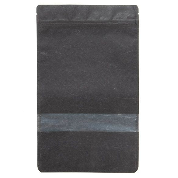 Standbodenbeutel Reispapier Schwarz 17.1x8.9x28.6cm | 340 Gramm mit Fenster (100 Stück) [ZBGR4B]