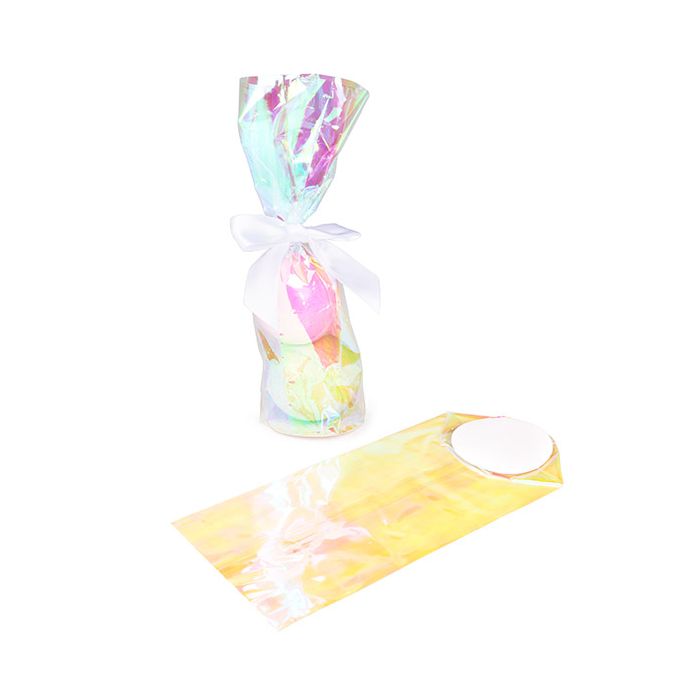 Plastikbeutel Runde Boden Schillernd 7x25,4 cm mit Bodenblatt (50 Stück) [RPBGH2]