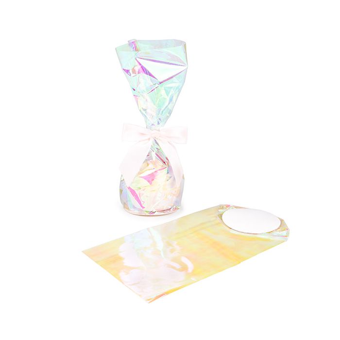 Plastikbeutel Runde Boden Schillernd 8,3x25,4 cm mit Bodenblatt (50 Stück) [RPBGH3]