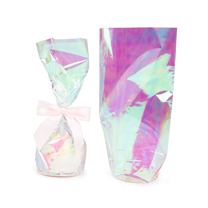 Plastikbeutel Runde Boden Schillernd 8,3x25,4 cm mit Bodenblatt (50 Stück) [RPBGH3]