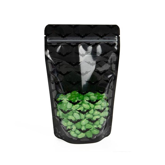 Standbodenbeutel Schwarz mit Fledermäuse-Druck 13x7.9x20.6cm (25 Stück) [ZBGW3B]