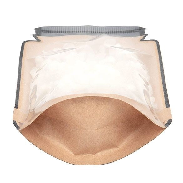 Standbodenbeutel Kraftpapier/Transparent Glasgefäß-Form 15.2x7.9x25.4cm (100 Stück) [SP7KC]