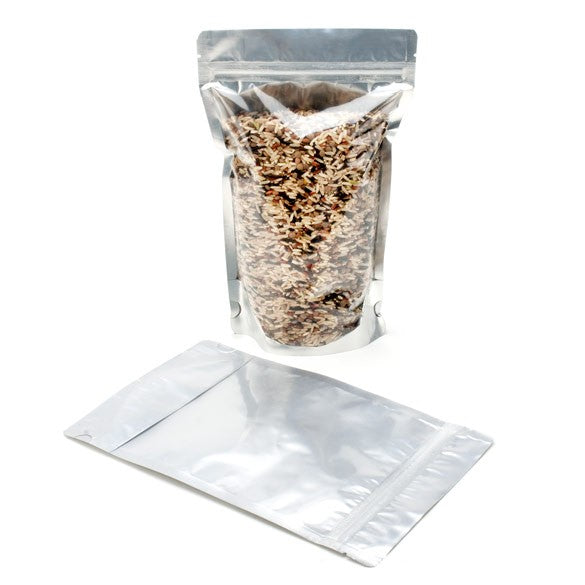 Standbodenbeutel Transparent/Silber 14.5x8x23cm | 170 Gramm (100 Stück) [ZBGS58]