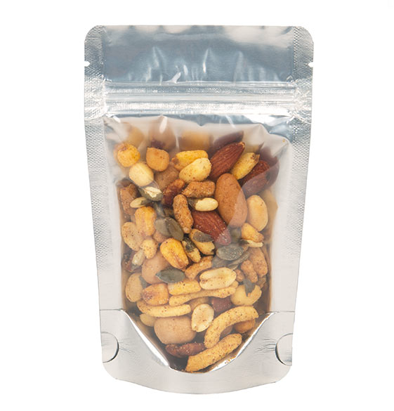 Standbodenbeutel Transparent/Silber 9.5x5.5x15.5cm | 57 Gramm (100 Stück) [ZBGS35]