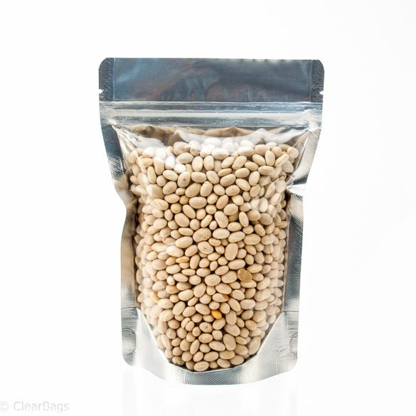 Standbodenbeutel Transparent/Silber 12x7.5x18.5cm | 110 Gramm (100 Stück) [ZBGS46]