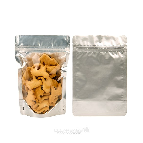 Standbodenbeutel Transparent/Silber 12x7.5x18.5cm | 110 Gramm (100 Stück) [ZBGS46]