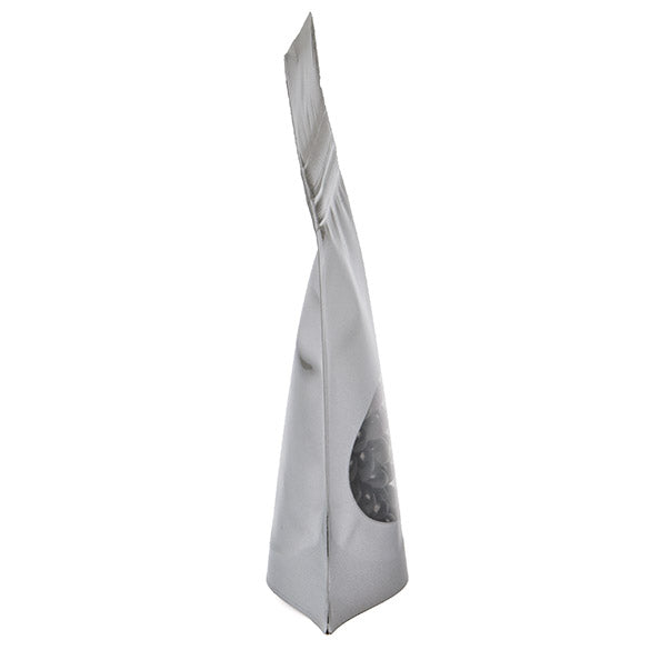 Standbodenbeutel Silber 8x5x13cm | 28 Gramm mit rundem Fenster (100 Stück) [ZBGO1S]