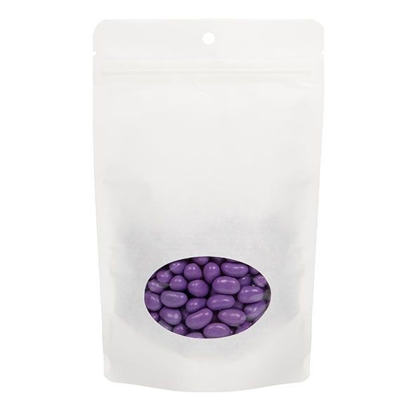 Öko Standbodenbeutel Kraft/Bioplastik Weiß 13x7.9x20.6cm | 113 Gramm mit Fenster (100 Stück) [ZBGEO3W]