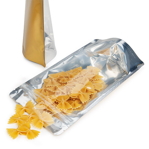 Standbodenbeutel Transparent/Gold 13x7x20.5cm | 110 Gramm (100 Stück) [ZBGG3]