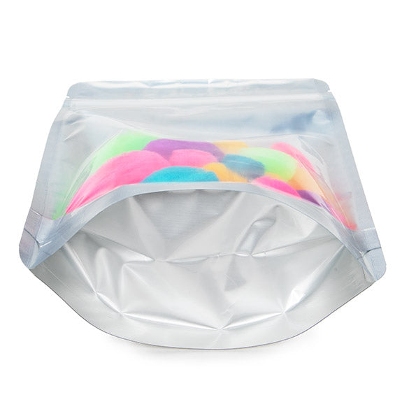 Standbodenbeutel Transparent/Silber 14.5x8x23cm | 170 Gramm (100 Stück) [ZBGS58]