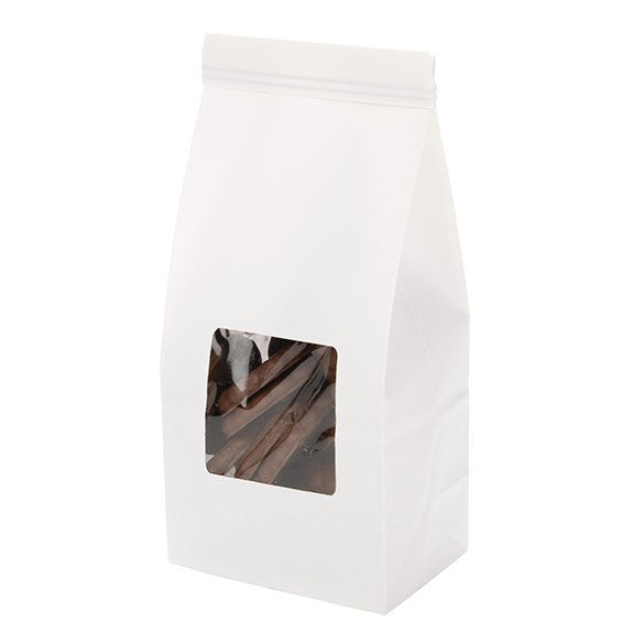 Kraftbeutel Weiß wiederverschließbar 8,6x6,4x19,7cm (100 Stück) [TTW1W]