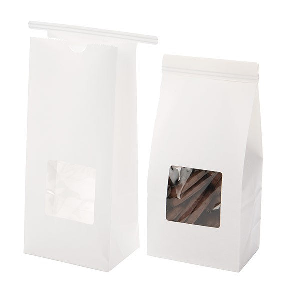 Kraftbeutel Weiß wiederverschließbar 8,6x6,4x19,7cm (100 Stück) [TTW1W]