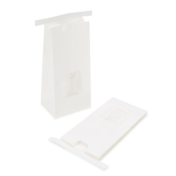 Kraftbeutel Weiß wiederverschließbar 8,6x6,4x19,7cm (100 Stück) [TTW1W]