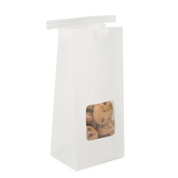 Kraftbeutel Weiß wiederverschließbar 8,6x6,4x19,7cm (100 Stück) [TTW1W]