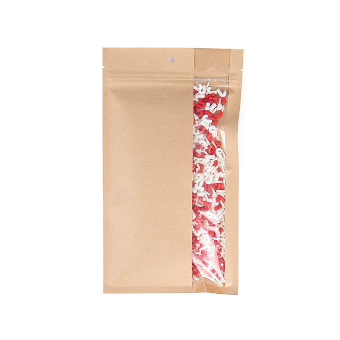 Druckverschlussbeutel Kraft mit vertikalem Fenster 12.7x20.8 cm (100 Stück) [HZBV6K]