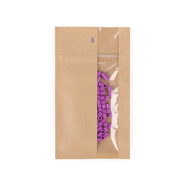 Druckverschlussbeutel Kraft mit vertikalem Fenster 7.6x11.4 cm (100 Stück) [HZBV3K]