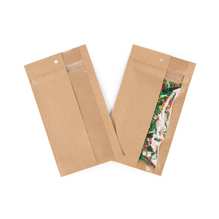 Druckverschlussbeutel Kraft mit vertikalem Fenster 10.2x16.5 cm (100 Stück) [HZBV5K]
