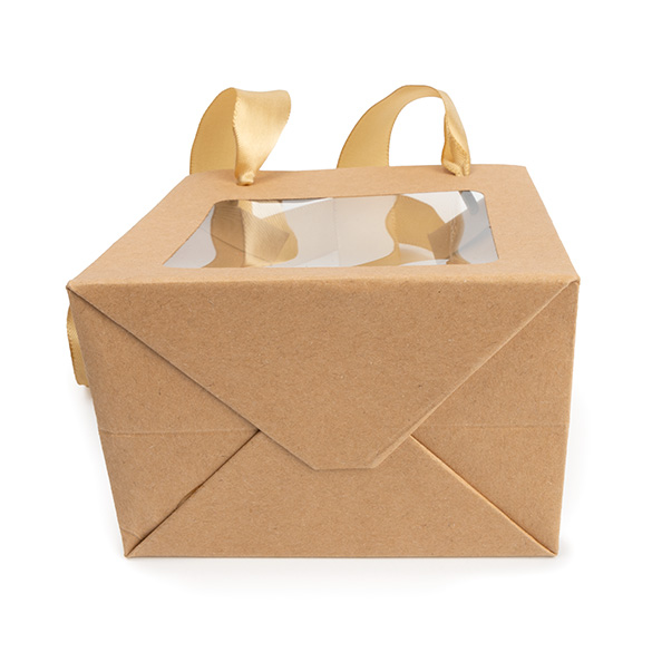 Geschenkbeutel Kraft mit Sichtfenster 10,2x7x11,4 cm (10 Stück) [GMBW1K]