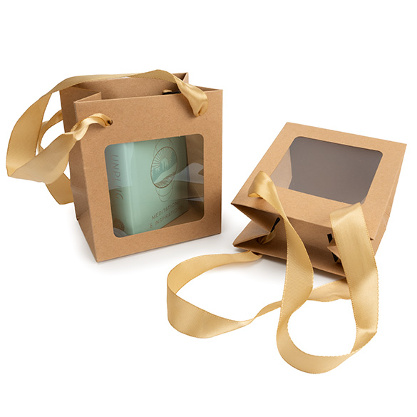 Geschenkbeutel Kraft mit Sichtfenster 10,2x7x11,4 cm (10 Stück) [GMBW1K]