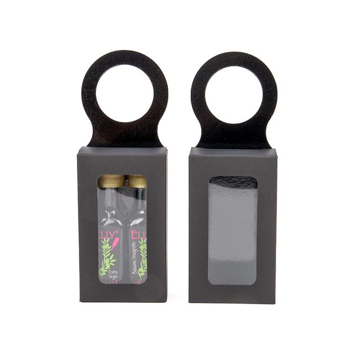 Pappschachteln mit Fenster & Aufhängeloch 5.5x3x10cm Schwarz (25 Stück) [FS357B]