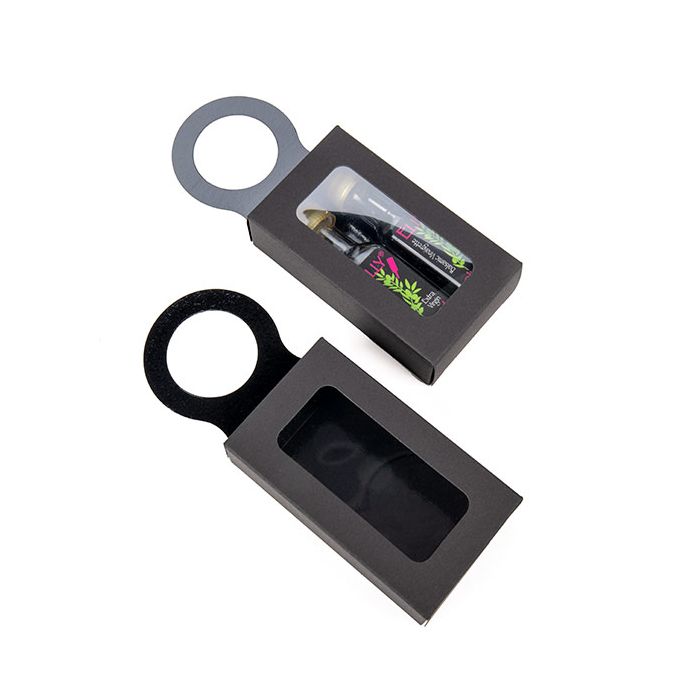 Pappschachteln mit Fenster & Aufhängeloch 5.5x3x10cm Schwarz (25 Stück) [FS357B]