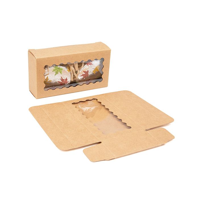 Kraft Box mit gewölbten Fenster 10,6x3x5,6 cm (25 Stück) [WKRG12]