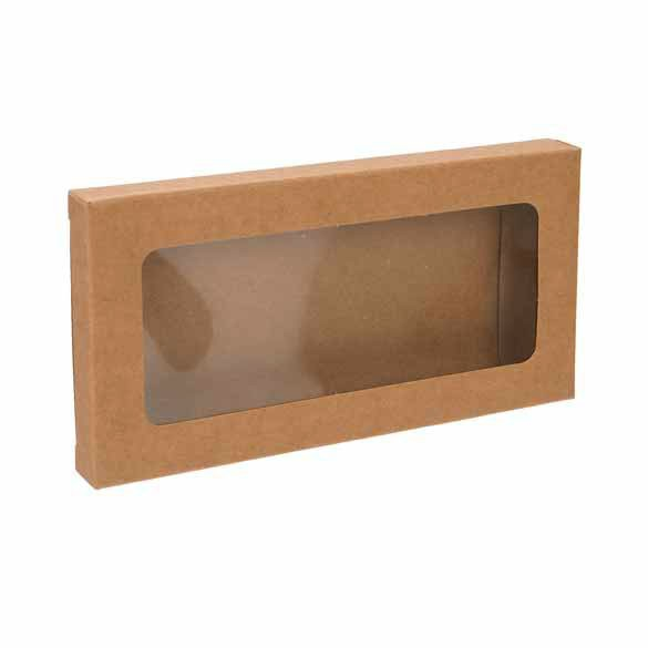 Pappschachteln Kraft Braun mit Fenster 7x1.4x13.8cm (25 Stück) [WKRG273]