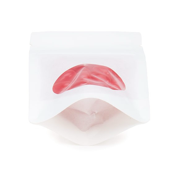 Standbodenbeutel Kraft Weiß 8x5x13cm | 28 Gramm mit rundem Fenster (100 Stück) [ZBGO1WK]