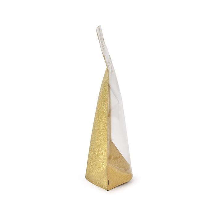 Standbodenbeutel Transparant/Glitter Gold 13x7,9x20,6 cm (100 Stück) [ZBG3GLG]