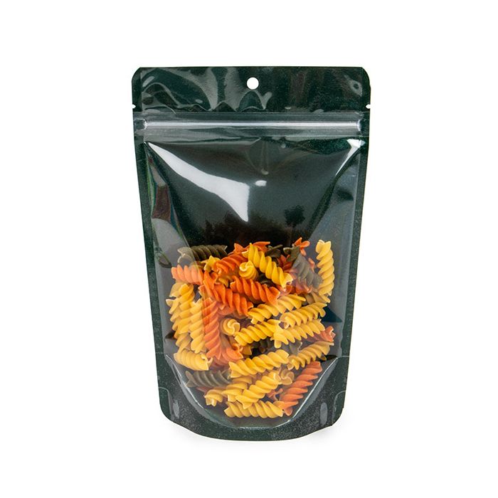 Stand Up Pouches transparent/Green Glitter 13x7,9x20,6 cm