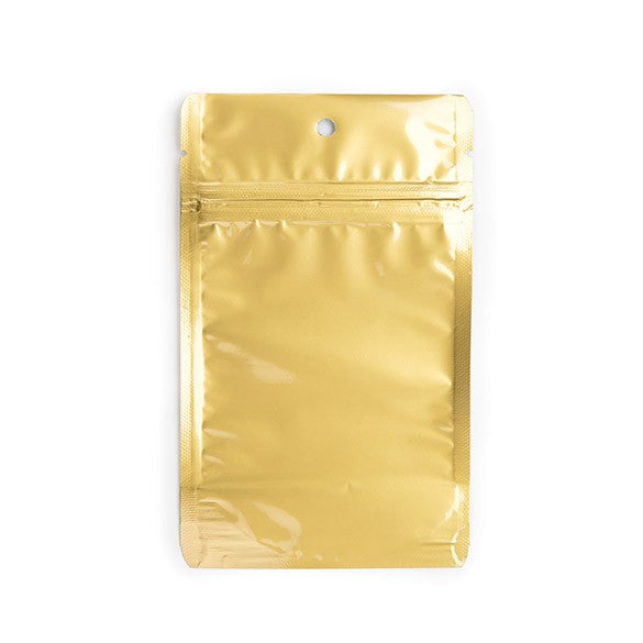 Standbodenbeutel Transparent/Gold 9.5x5.7x15.7cm | 57 Gramm (100 Stück) [ZBGG35]