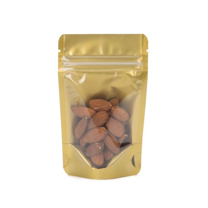 Standbodenbeutel Transparent/Gold 17x9x28.5cm | 340 Gramm (100 Stück) [ZBGGC4]