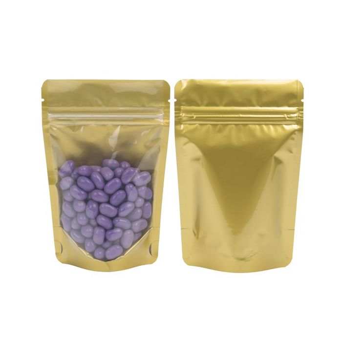 Standbodenbeutel Transparent/Gold 14.9x8.9x23.2.2cm | 310 Gramm (100 Stück) [ZBGGC7]