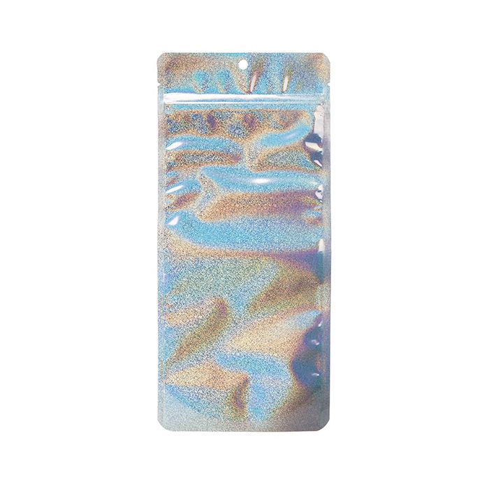 Standbodenbeutel Transparentes/holografisches Glitter 10,8x6x23,8 cm mit Aufhängeloch (25 Stück) [ZBGHG1NC]