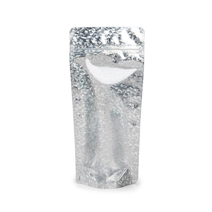 Standbodenbeutel Transparentes/Holografisches Eis 10,8x6x23,8 cm mit Aufhängeloch (25 Stück) [ZBGHI1NC]