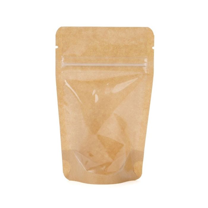 Standbodenbeutel Transparent/Kraft 12x7.5x18.5cm | 110 Gramm (100 Stück) [ZBGKC46]