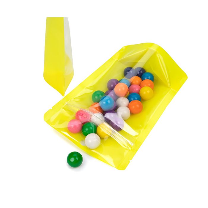 Standbodenbeutel Transparent/Neon- Gelb 10,2x6x15,2 cm (100 Stück) [ZBGN2YW]