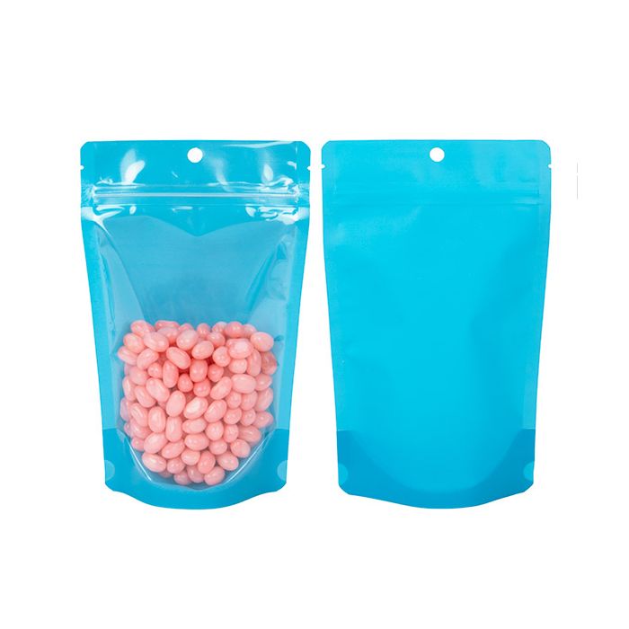 Standbodenbeutel Transparent/Neon- Blau 13x7,9x20,6 cm (100 Stück) [ZBGN3BL]