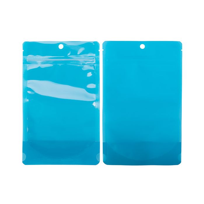 Standbodenbeutel Transparent/Neon- Blau 13x7,9x20,6 cm (100 Stück) [ZBGN3BL]
