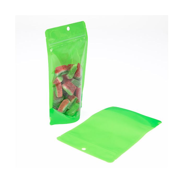 Standbodenbeutel Transparent/Neon- Grün 13x7,9x20,6 cm (100 Stück) [ZBGN3GR]