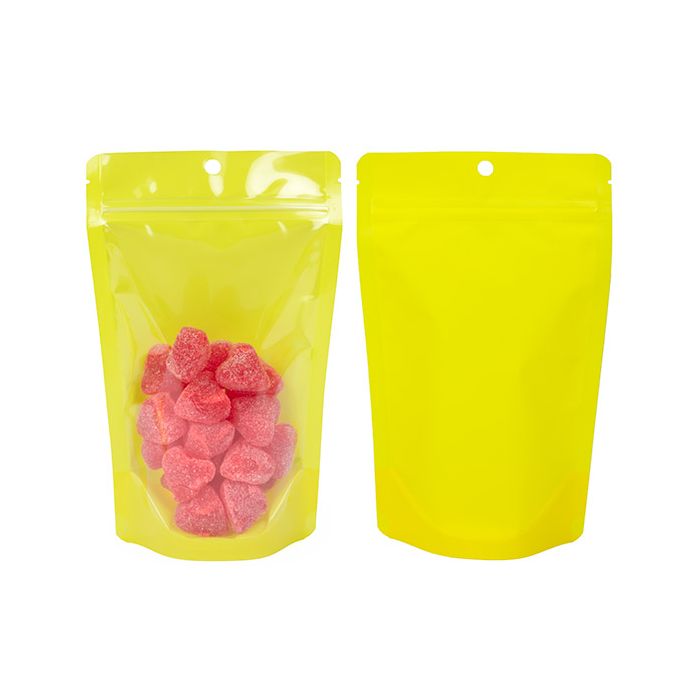 Standbodenbeutel Transparent/Neon- Gelb 13x7,9x20,6 cm (100 Stück) [ZBGN3YW]