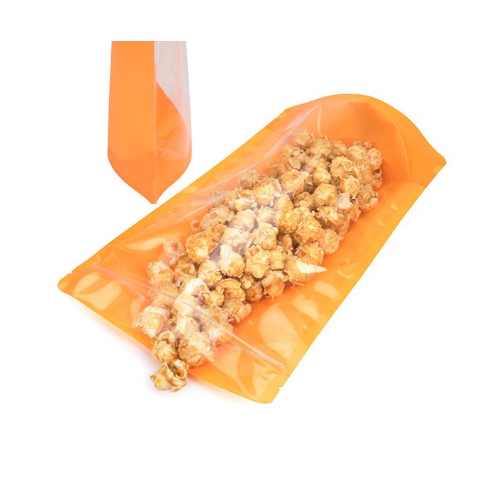 Standbodenbeutel Transparent/Neon- Orange 17,2x8,9x28,6 cm (100 Stück) [ZBGN4OR]