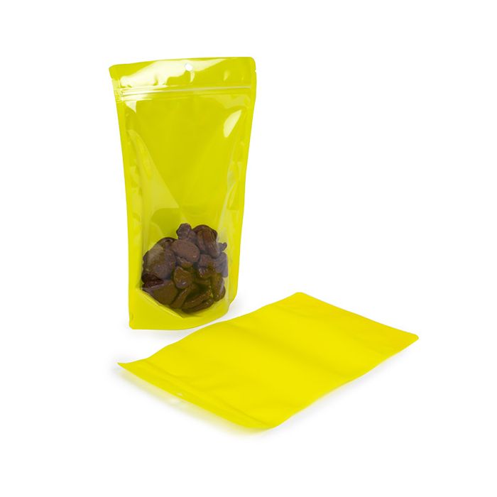 Standbodenbeutel Transparent/Neon- Gelb 17,2x8,9x28,6 cm (100 Stück) [ZBGN4YW]