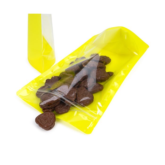 Standbodenbeutel Transparent/Neon- Gelb 17,2x8,9x28,6 cm (100 Stück) [ZBGN4YW]